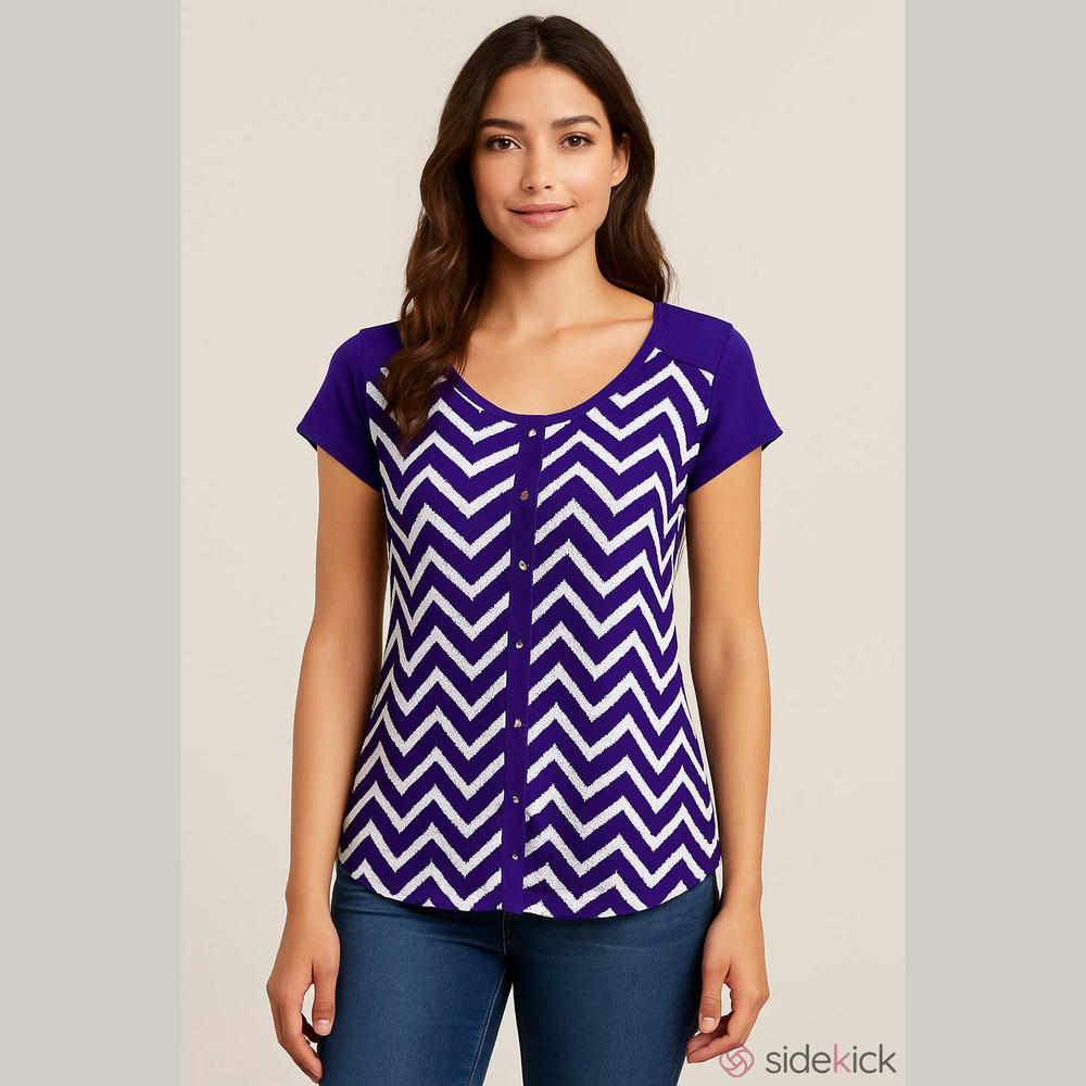 Adele & May Purple and White Zigzag Blouse